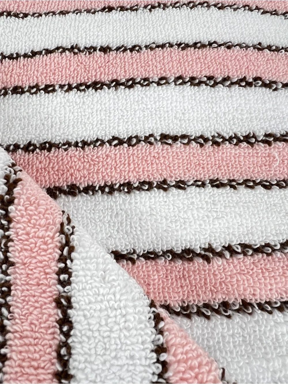Tommy Bahama Bathroom Towel Set Pink Brown White Ticking Stripe Cotton 8 Pc NEW
